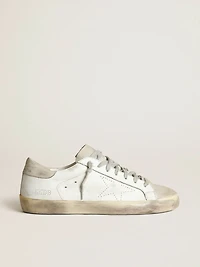 Women's Super-Star white leather with perforated star and beige nubuck heel tab