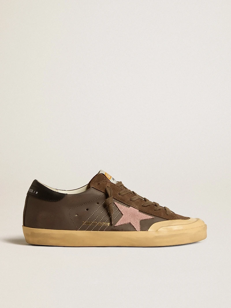 Women's Super-Star Penstar LTD brown leather with pink suede star