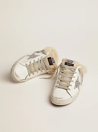Women's Super-Star Sabot white leather and shearling lining