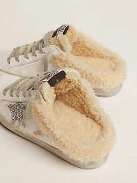 Women's Super-Star Sabot white leather and shearling lining