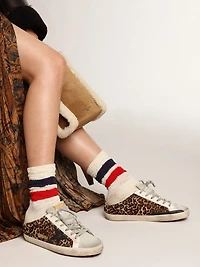 Women's Super-Star Sabot leopard print pony skin with black star
