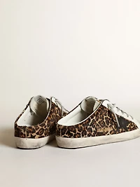 Women's Super-Star Sabot leopard print pony skin with black star