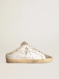 Super-Star Sabots with white leather star and shearling lining