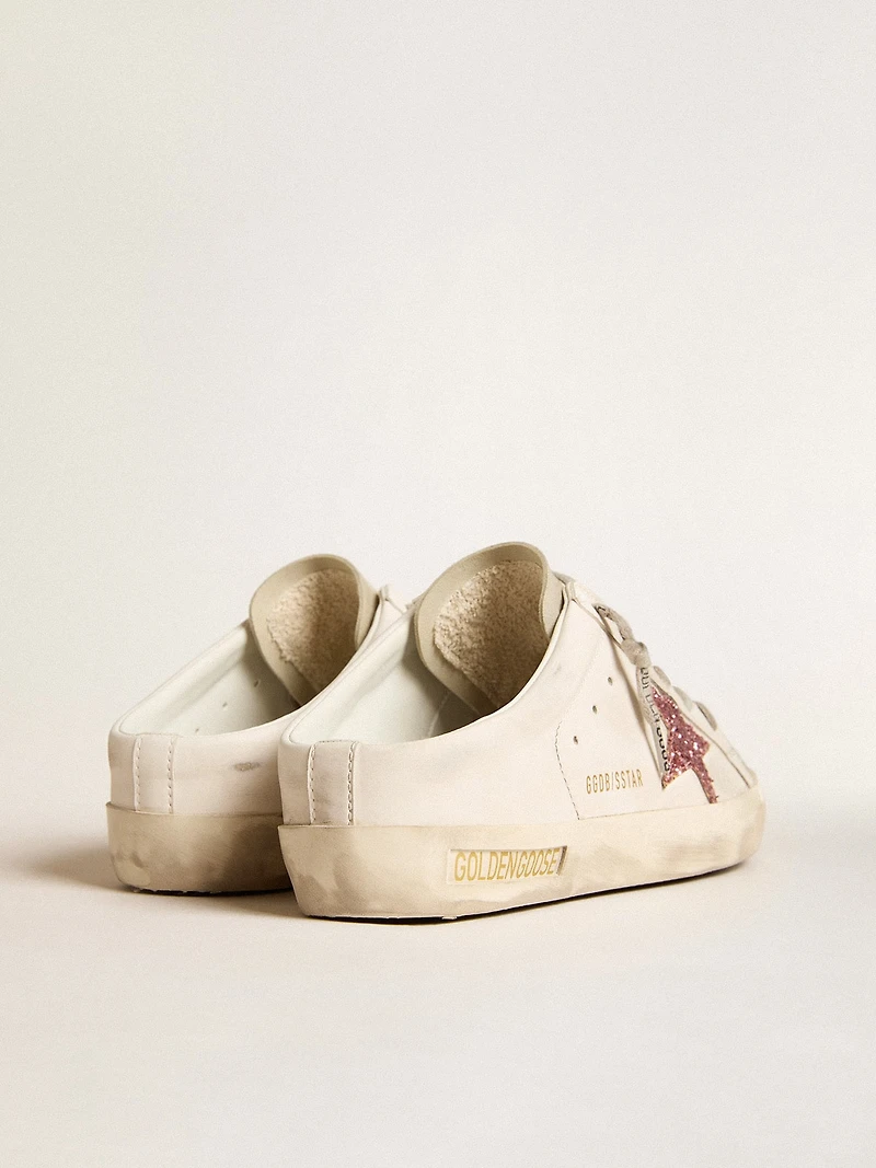 Bio-based Super-Star Sabot with pink glitter star and suede toe
