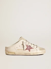 Bio-based Super-Star Sabot with pink glitter star and suede toe