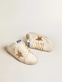 Super-Star Sabots leather with plasticized gold glitter star