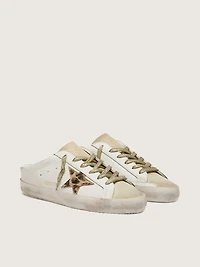 Super-Star Sabots with pony skin star and beige suede tongue