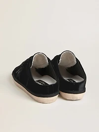 Women's Super-Star Sabots black velvet with a leather star micro-glitter