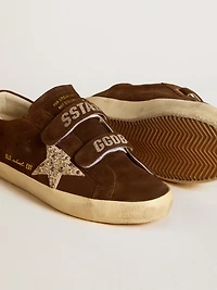 Women's Old School brown suede with beige star studs and pearls