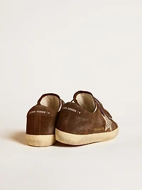 Women's Old School brown suede with beige star studs and pearls