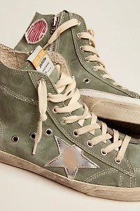 Francy green suede with silver metallic leather star