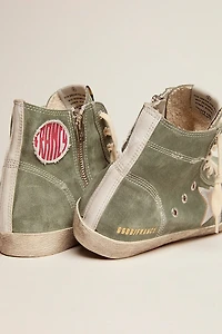 Francy green suede with silver metallic leather star