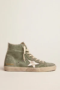 Francy green suede with silver metallic leather star