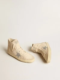 Women's Francy beige suede with silver glitter star
