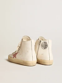 Francy cream nappa with pink crocodile-print leather star