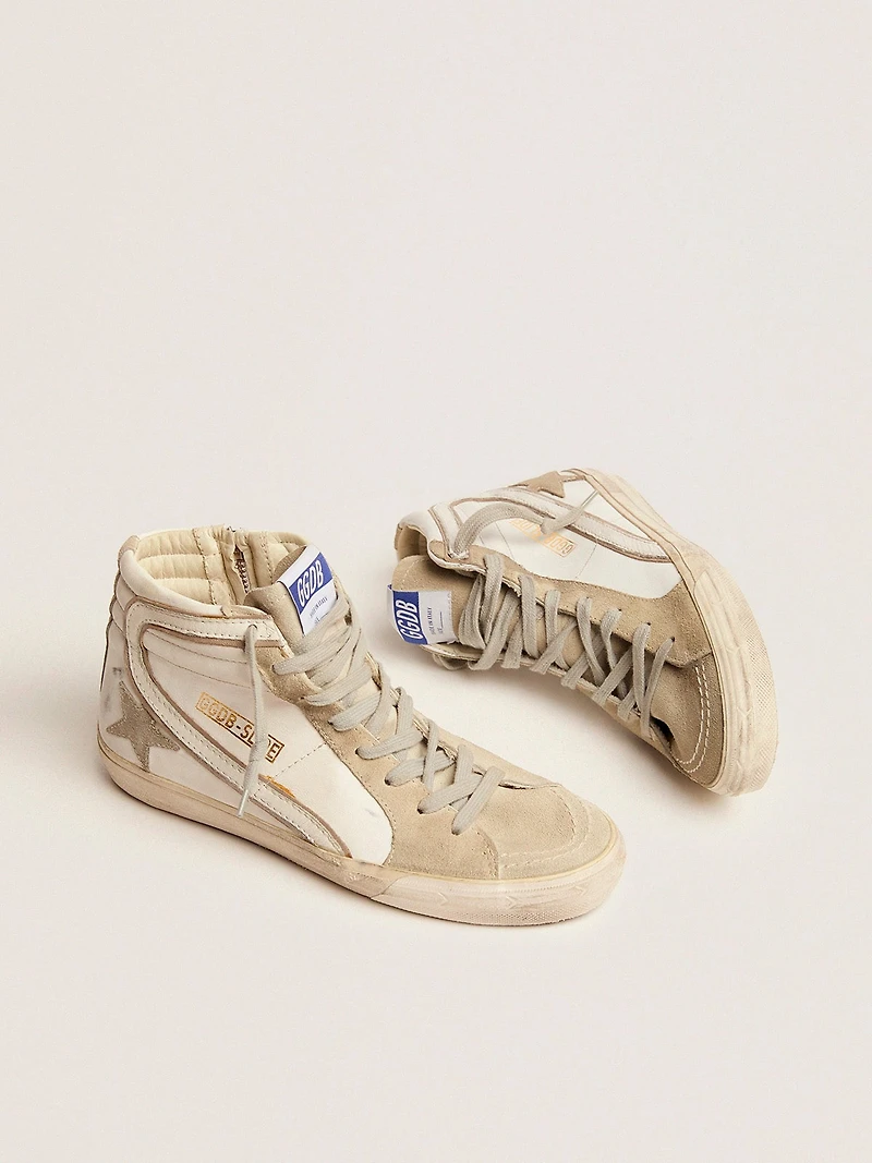 Women's Slide with ice-gray suede star and white flash
