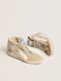Women's Slide with ice-gray suede star and white flash
