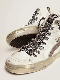 Women's Slide with star white suede and leather flash