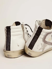 Women's Slide with star white suede and leather flash