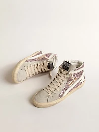 Slide lilac glitter with white leather star and flash