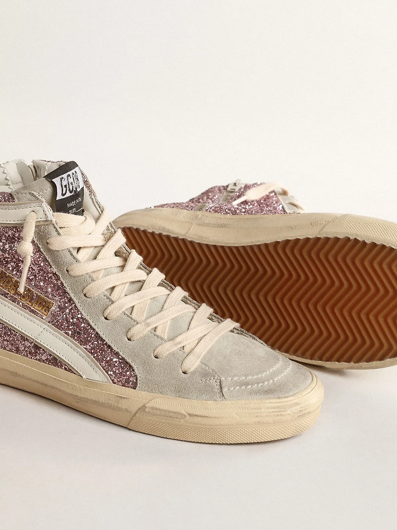 Slide lilac glitter with white leather star and flash