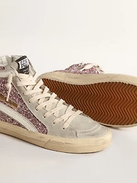 Slide lilac glitter with white leather star and flash