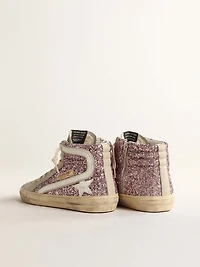 Slide lilac glitter with white leather star and flash