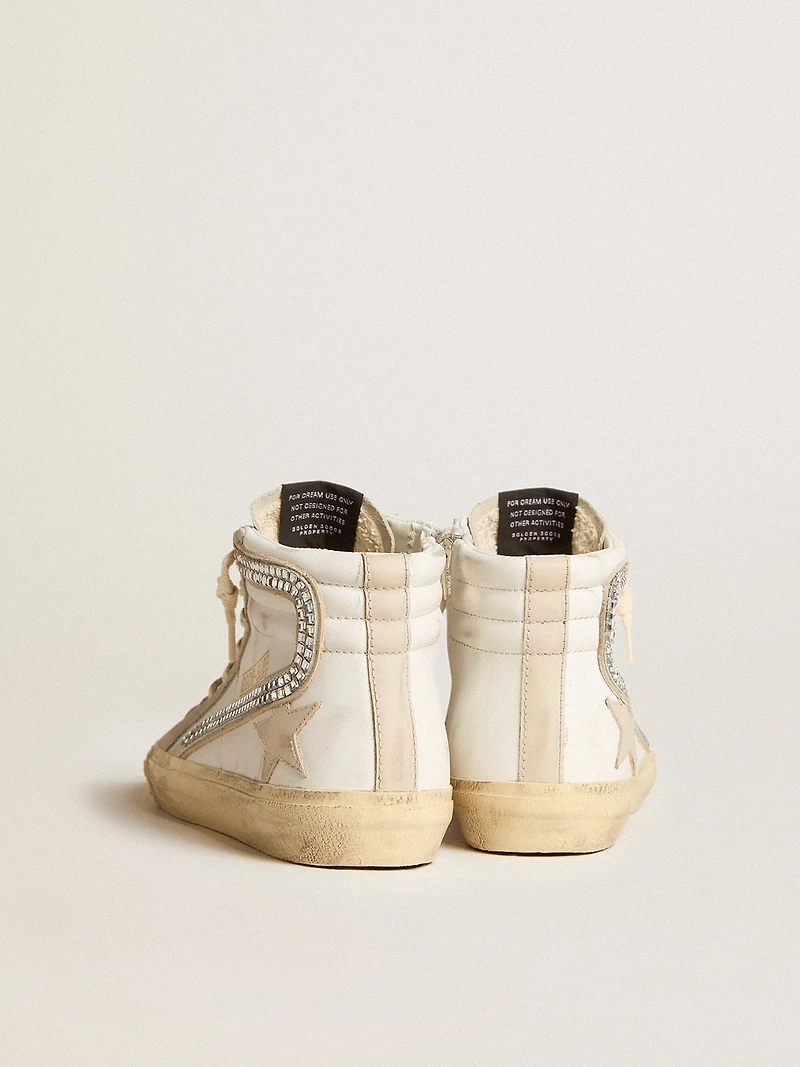Slide with nude leather star and suede Swarovski crystal flash