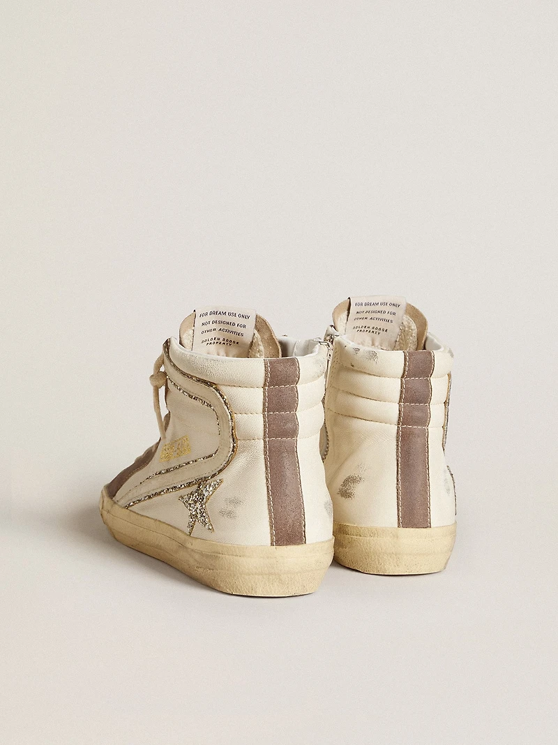 Slide in nappa with glitter star and patent leather flash