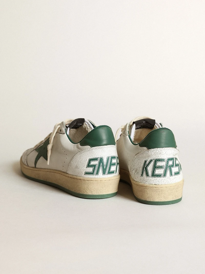 Women's Ball star white nappa leather with green and heel tab