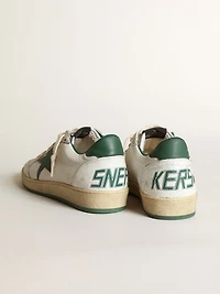 Women's Ball star white nappa leather with green and heel tab