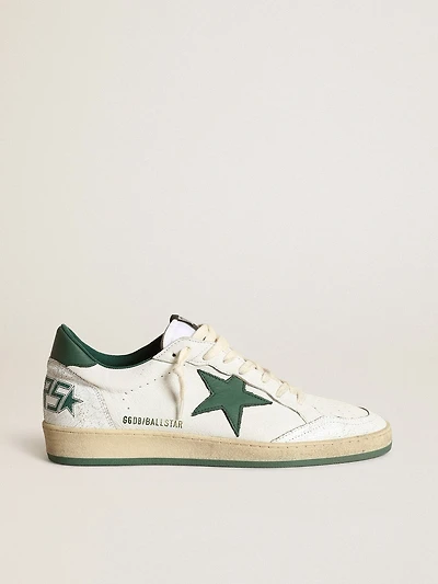 Women's Ball star white nappa leather with green and heel tab