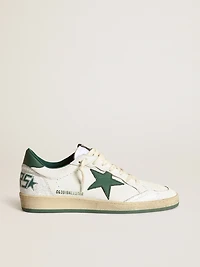 Women's Ball star white nappa leather with green and heel tab