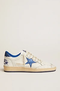 Women's Ball star white nappa with bright blue metallic leather and heel tab