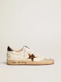 Women's Ball star with leopard print pony skin and black heel tab