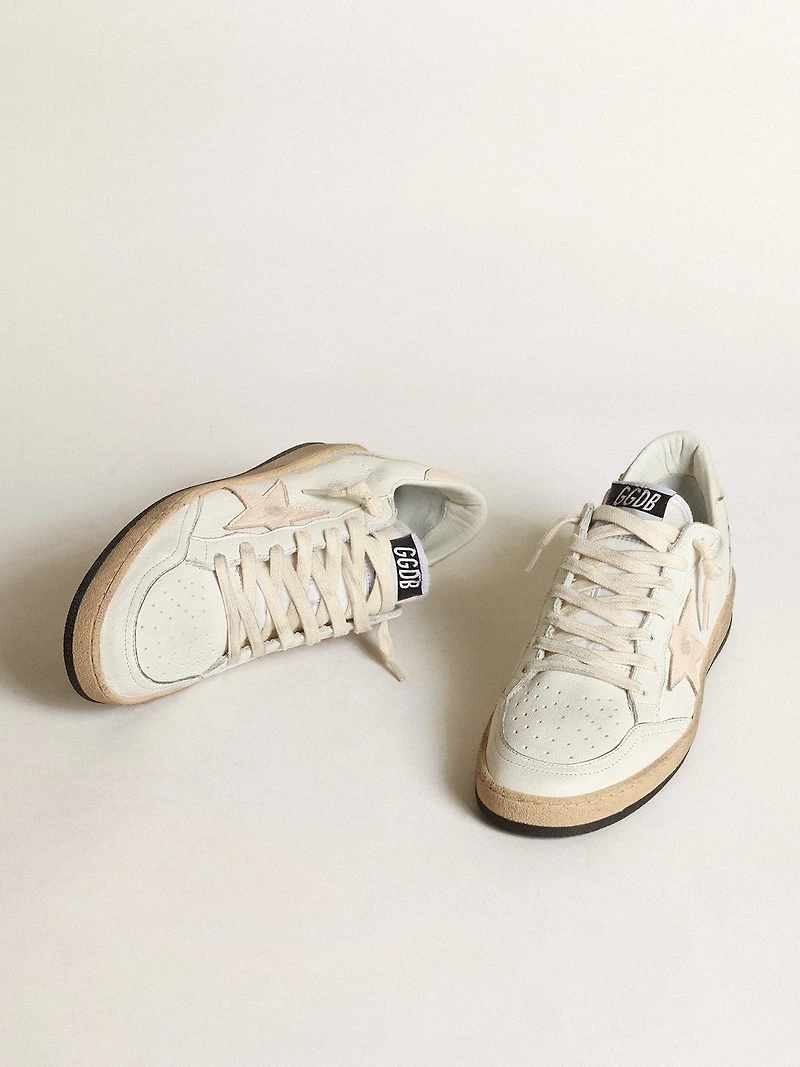 Ball star LTD white nappa with a salmon-pink