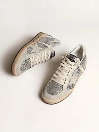 Women’s Ball Star silver glitter with ice-gray suede inserts