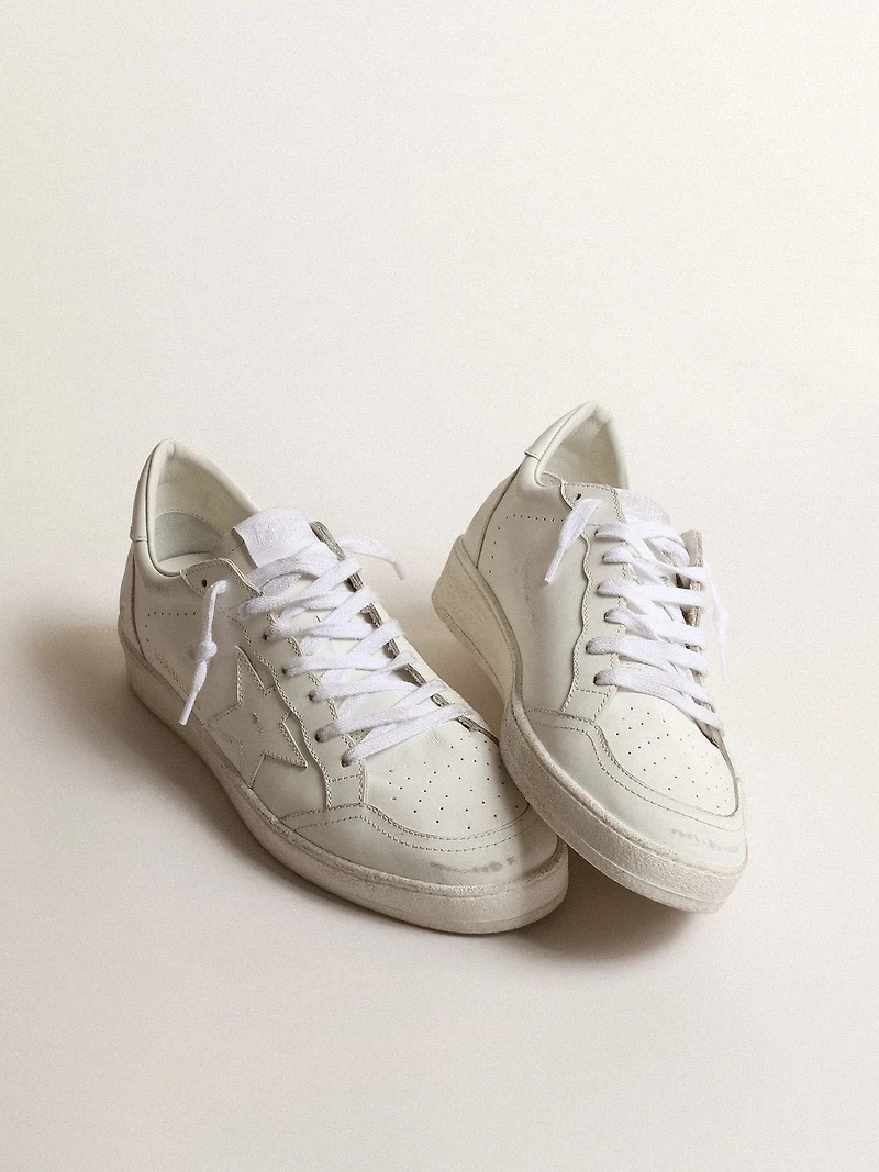 Men's Ball star white leather with and heel tab