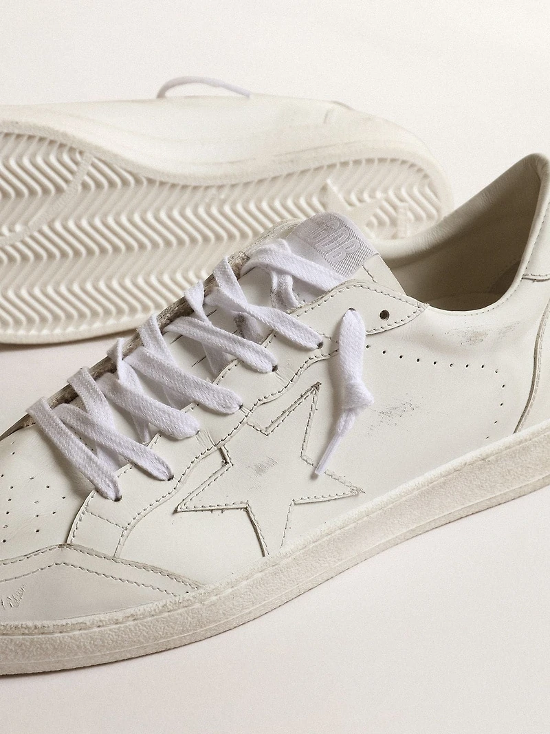 Men's Ball star white leather with and heel tab