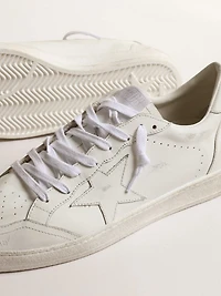 Men's Ball star white leather with and heel tab