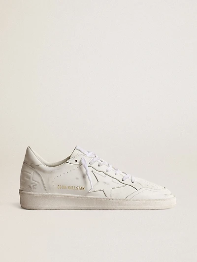 Men's Ball star white leather with and heel tab