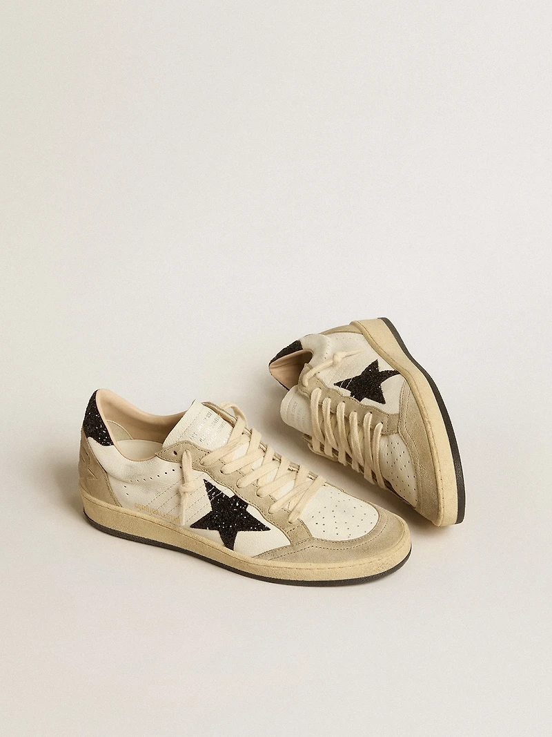 Ball star nappa and suede with black glitter heel tab