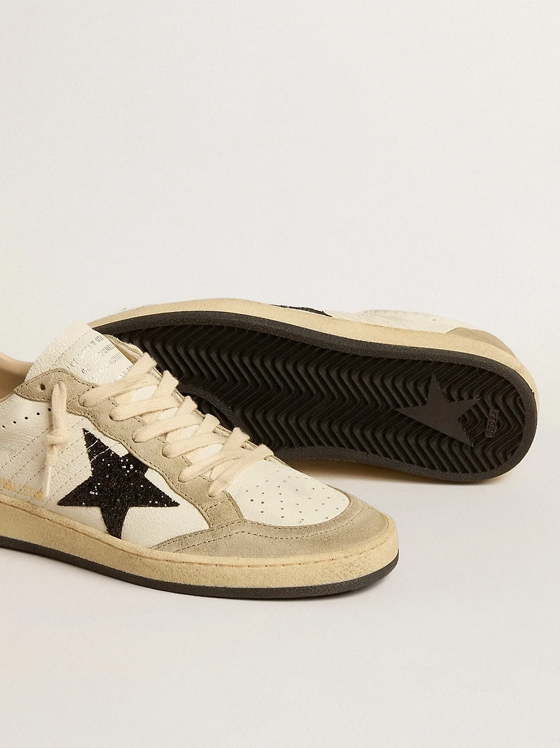 Ball star nappa and suede with black glitter heel tab