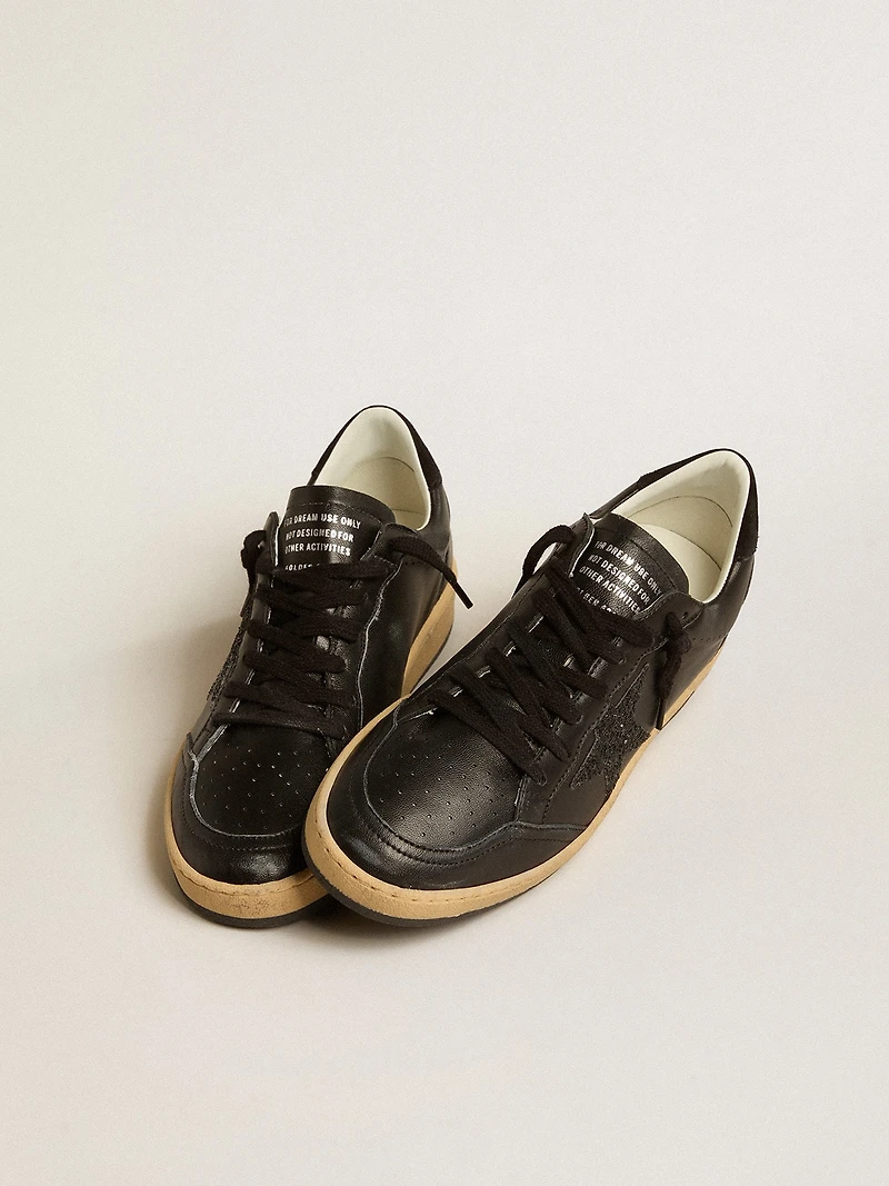 Women’s Ball star black nappa with glitter and suede heel tab