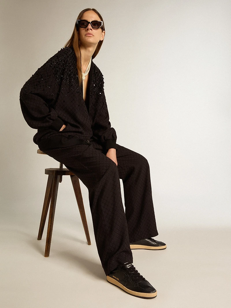 Women’s Ball star black nappa with glitter and suede heel tab