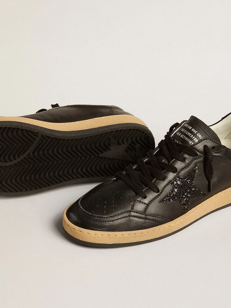 Women’s Ball star black nappa with glitter and suede heel tab