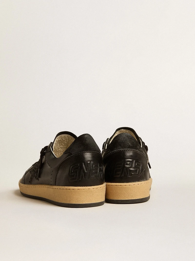Women’s Ball star black nappa with glitter and suede heel tab