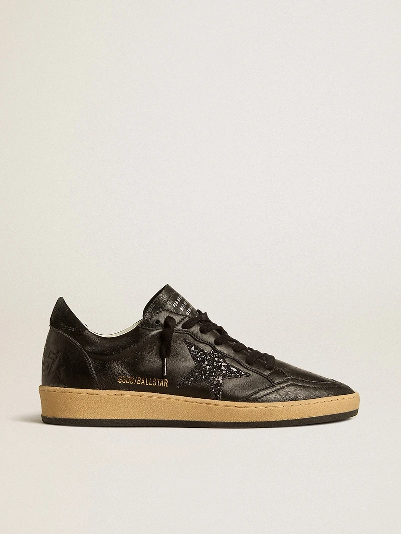 Women’s Ball star black nappa with glitter and suede heel tab