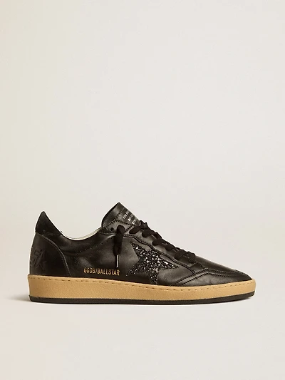 Women’s Ball star black nappa with glitter and suede heel tab