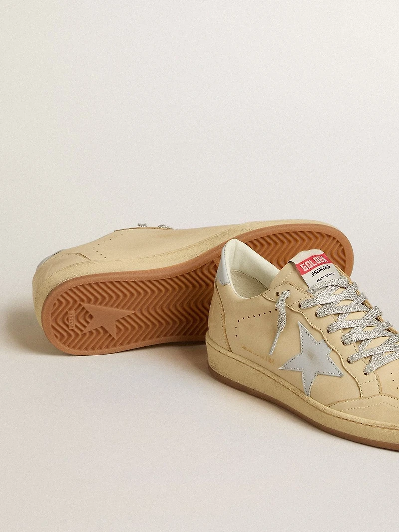 Women's Ball star LTD cream-colored leather with light gray and heel tab